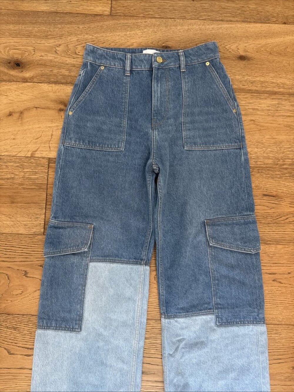 Ganni Two-Tone Cargo Jeans Size 27